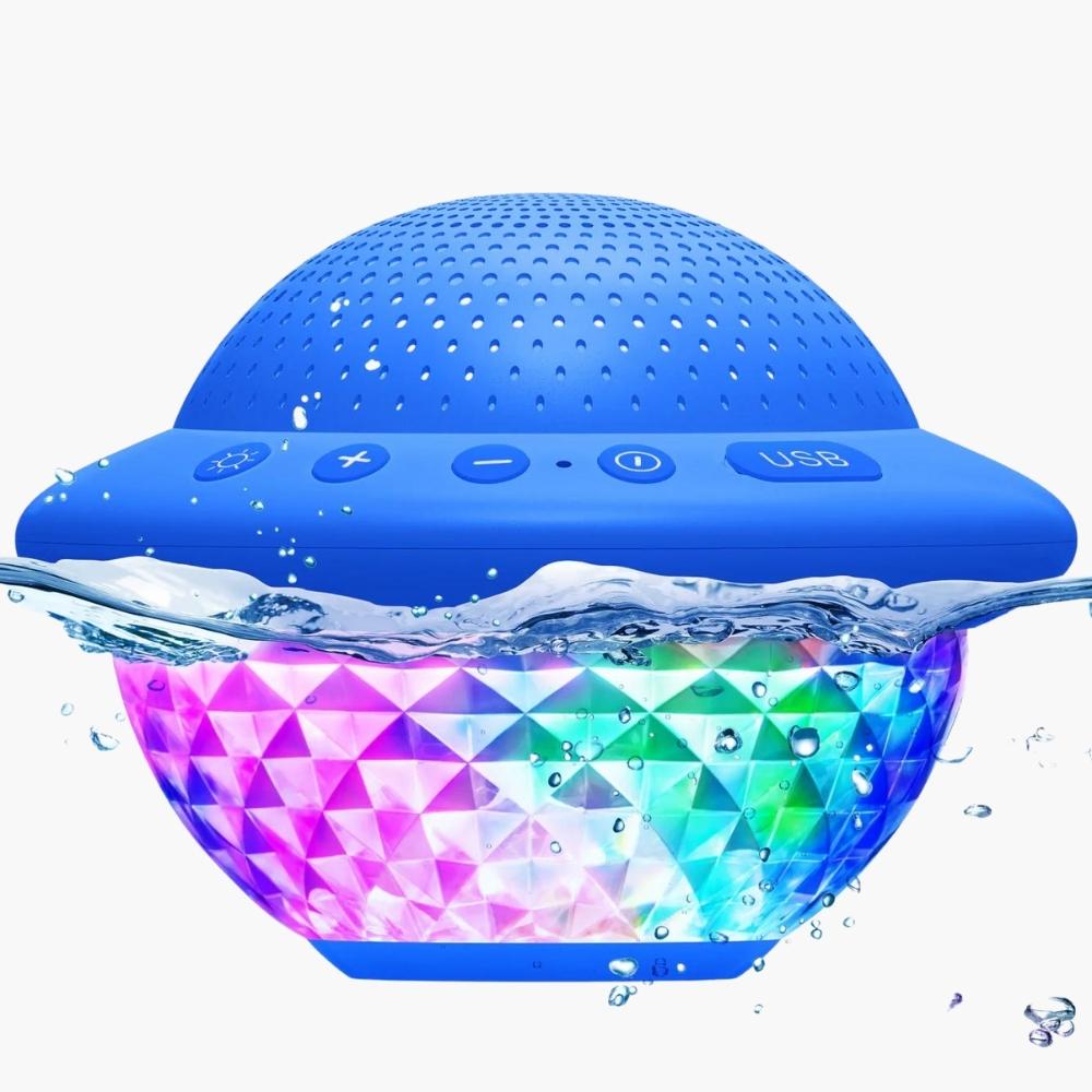 Portable Bluetooth Pool Speaker,Hot Tub Speaker with Colorful Lights,IPX7 Waterproof Floating Speaker,360 Surround Stereo Sound,Hands-free Wireless